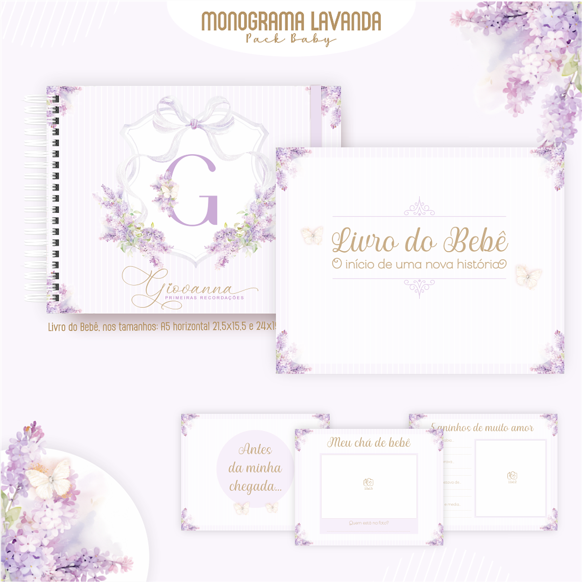 Arquivo Encadernação Baby Monograma Lavanda 3
