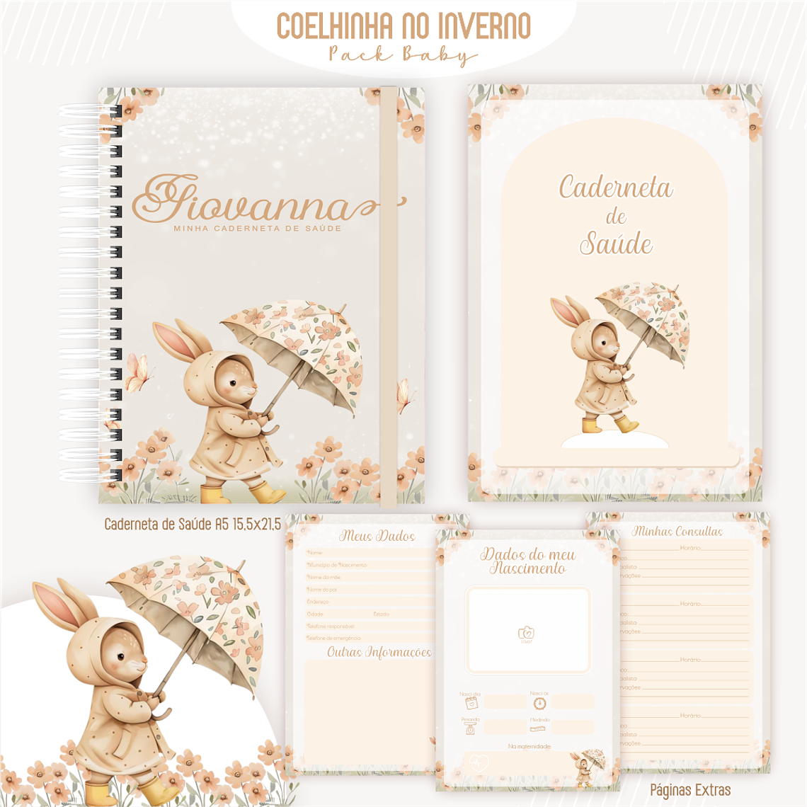 Arquivo Encadernação Baby Coelhinha no Inverno 2