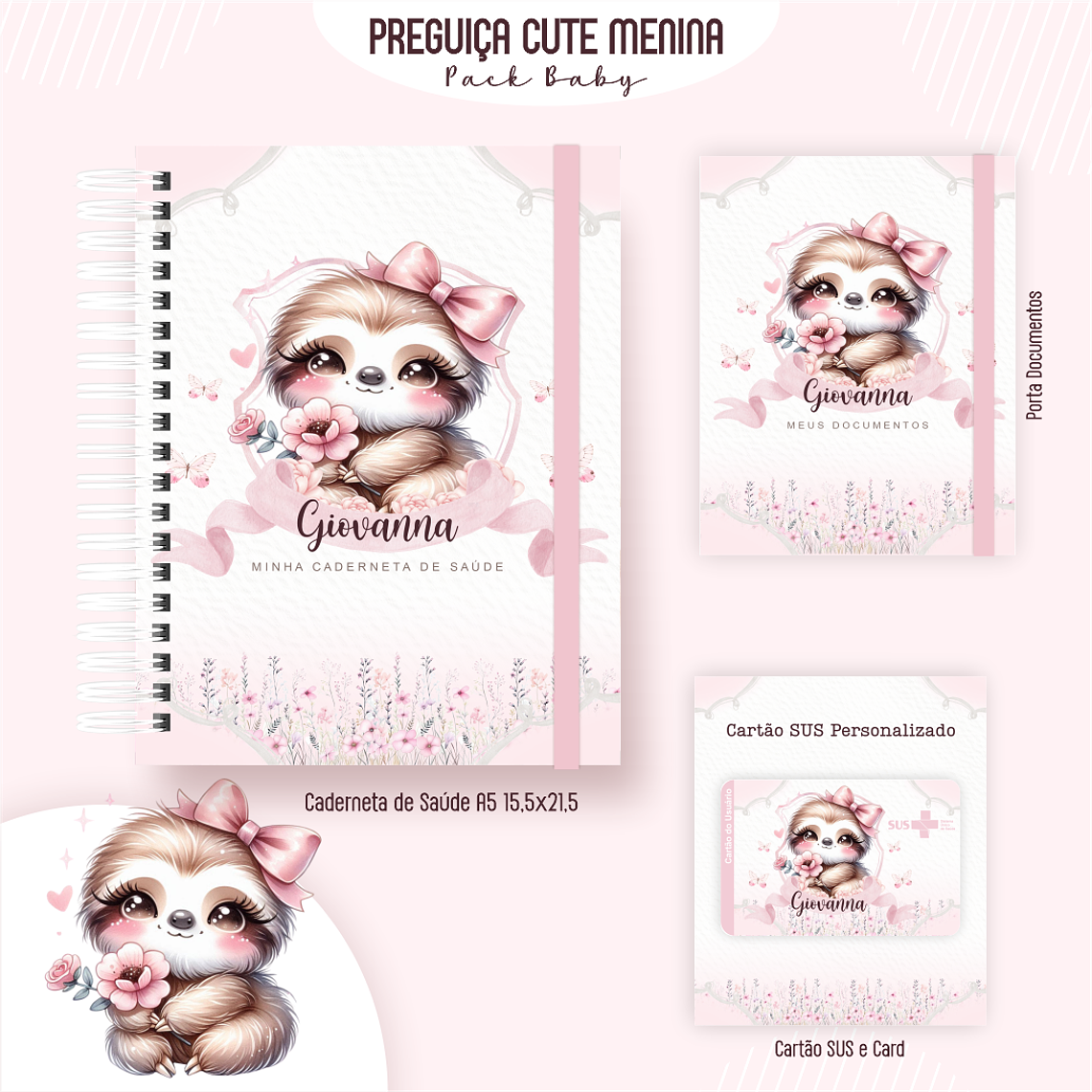 Arquivo Encadernação Baby Preguiça Cute 3