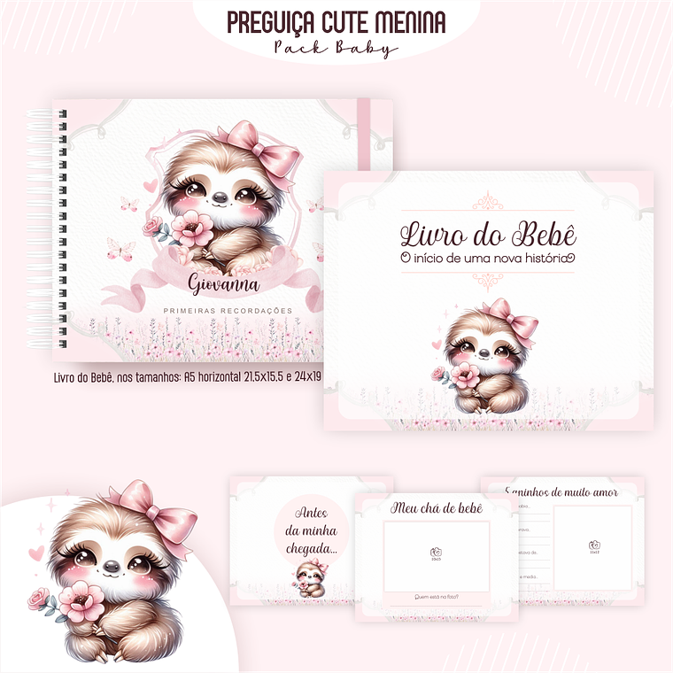 Arquivo Encadernação Baby Preguiça Cute 4