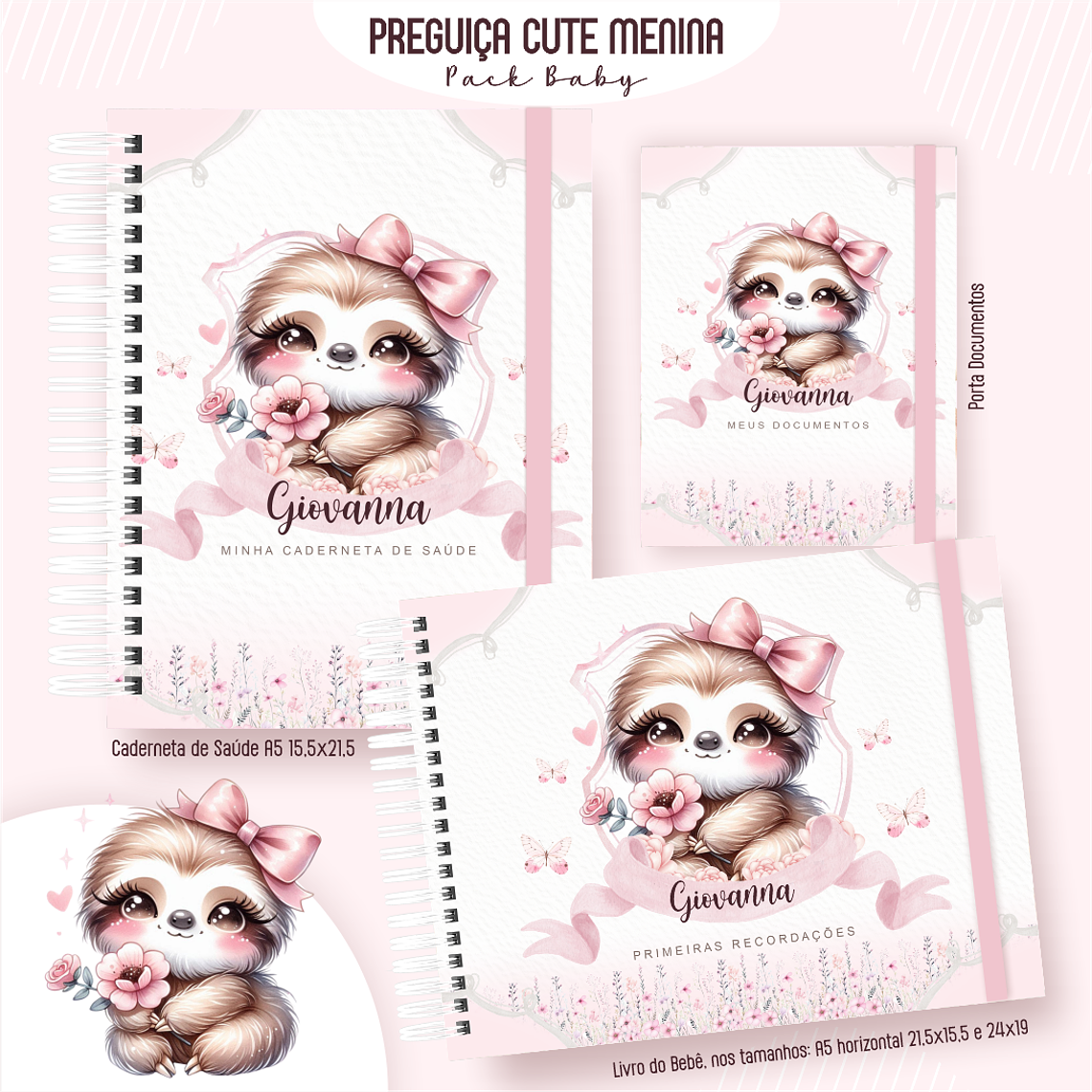 Arquivo Encadernação Baby Preguiça Cute 1