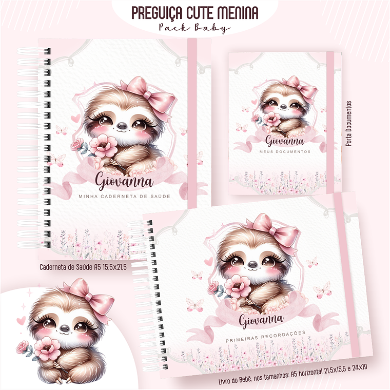 Arquivo Encadernação Baby Preguiça Cute 1
