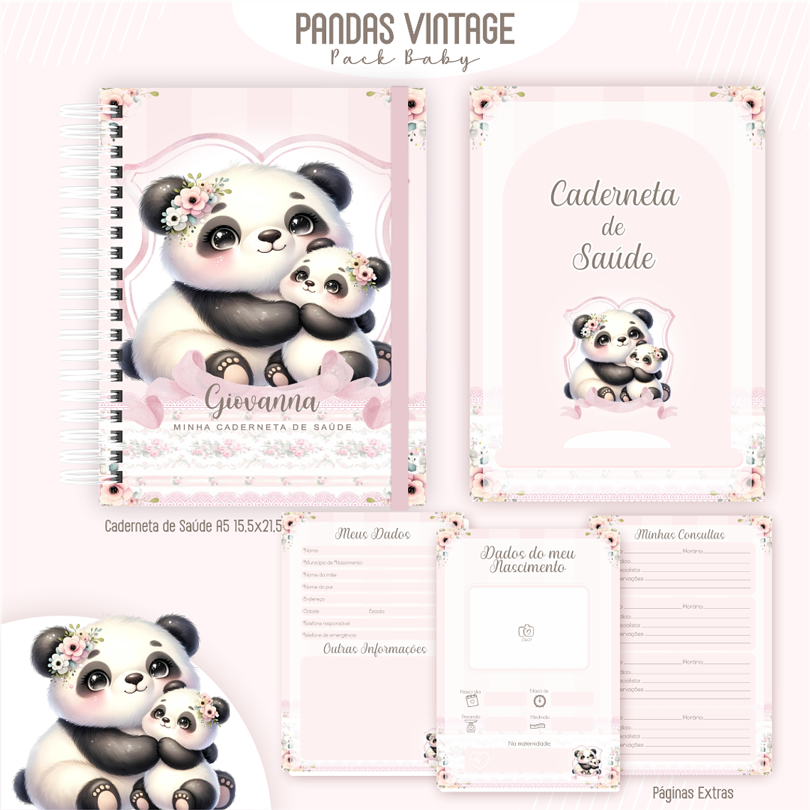 Arquivo Encadernação Baby Pandas Vintage 2