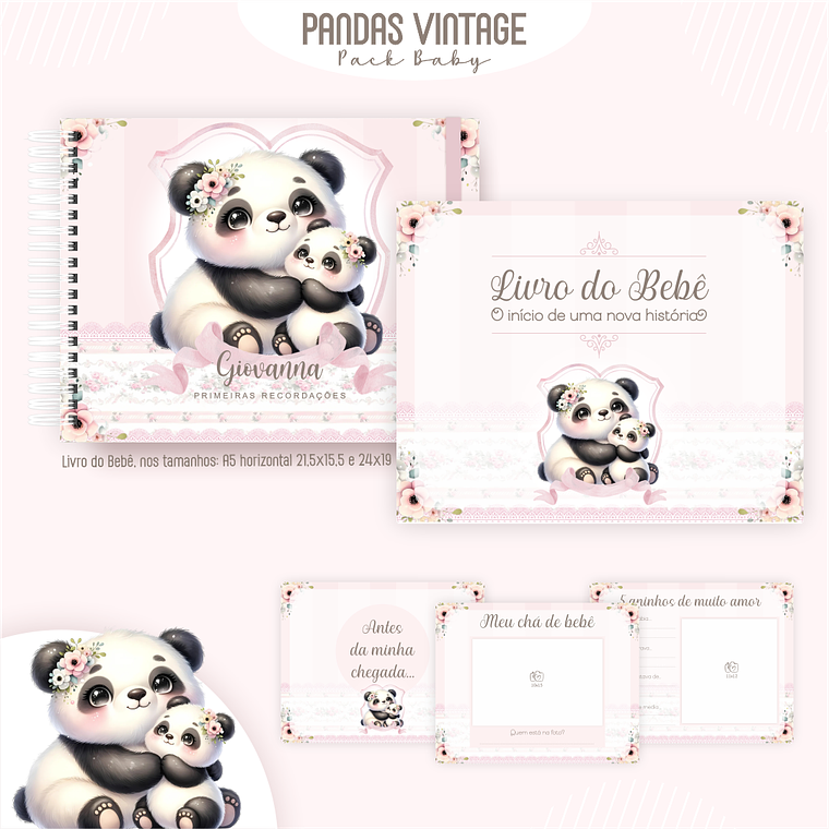 Arquivo Encadernação Baby Pandas Vintage 4