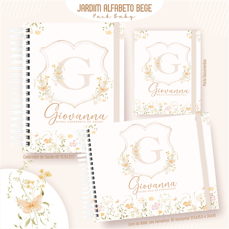 Arquivo Encadernação Baby Jardim Alfabeto Bege 1