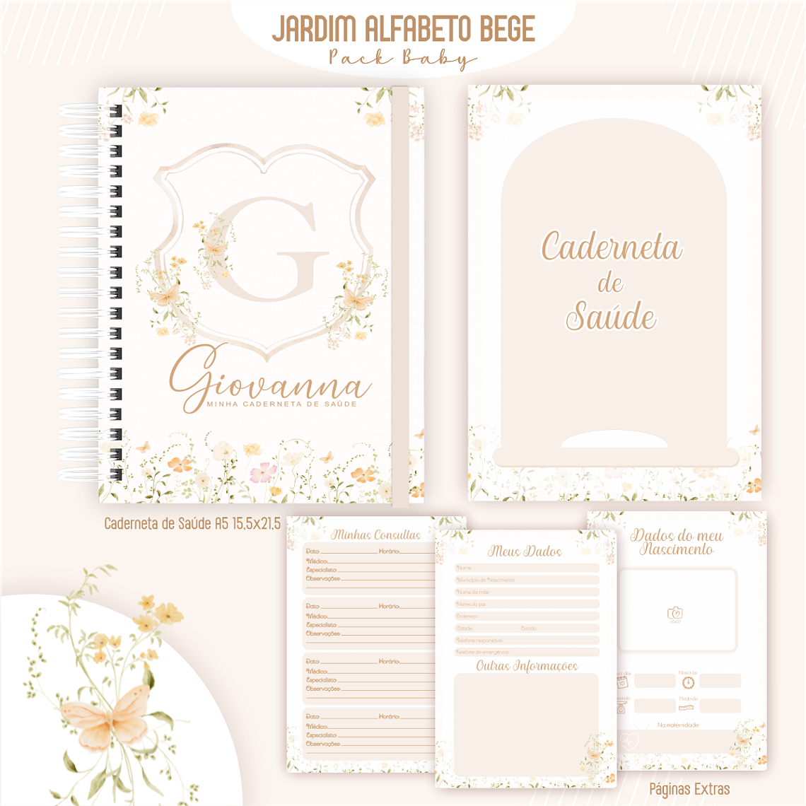Arquivo Encadernação Baby Jardim Alfabeto Bege 2