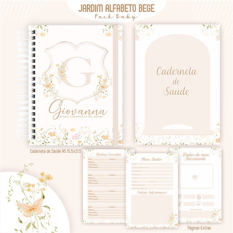 Arquivo Encadernação Baby Jardim Alfabeto Bege 2