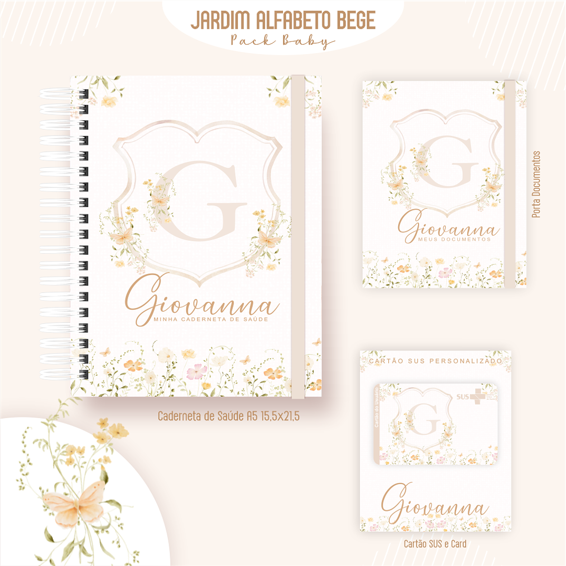 Arquivo Encadernação Baby Jardim Alfabeto Bege 3