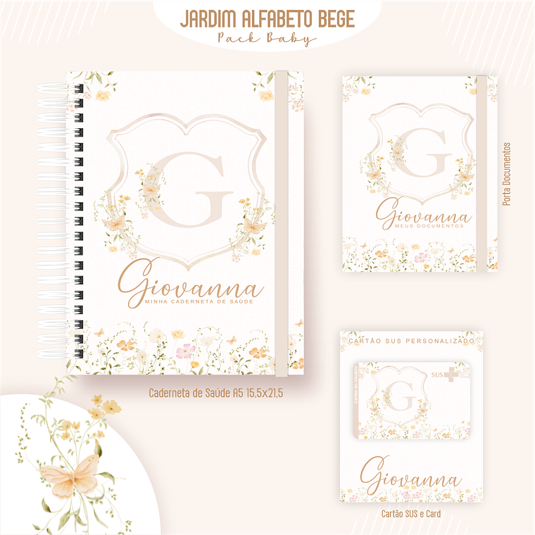 Arquivo Encadernação Baby Jardim Alfabeto Bege 3