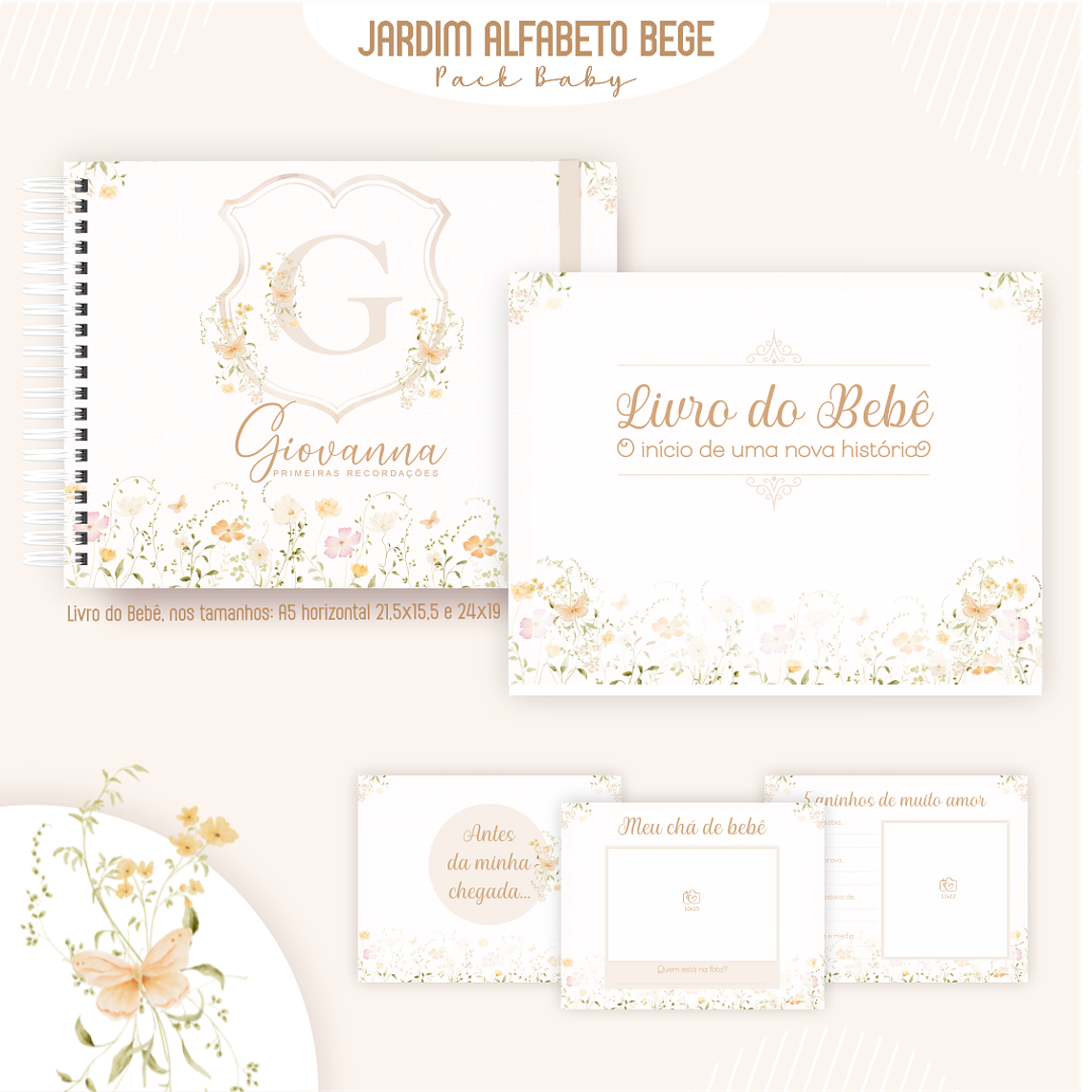 Arquivo Encadernação Baby Jardim Alfabeto Bege 4