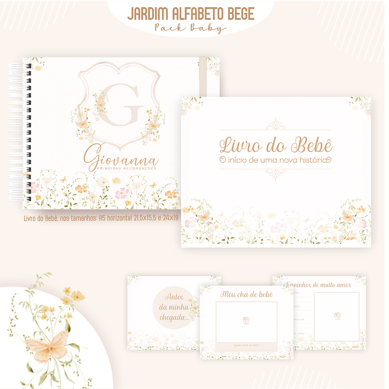Arquivo Encadernação Baby Jardim Alfabeto Bege 4