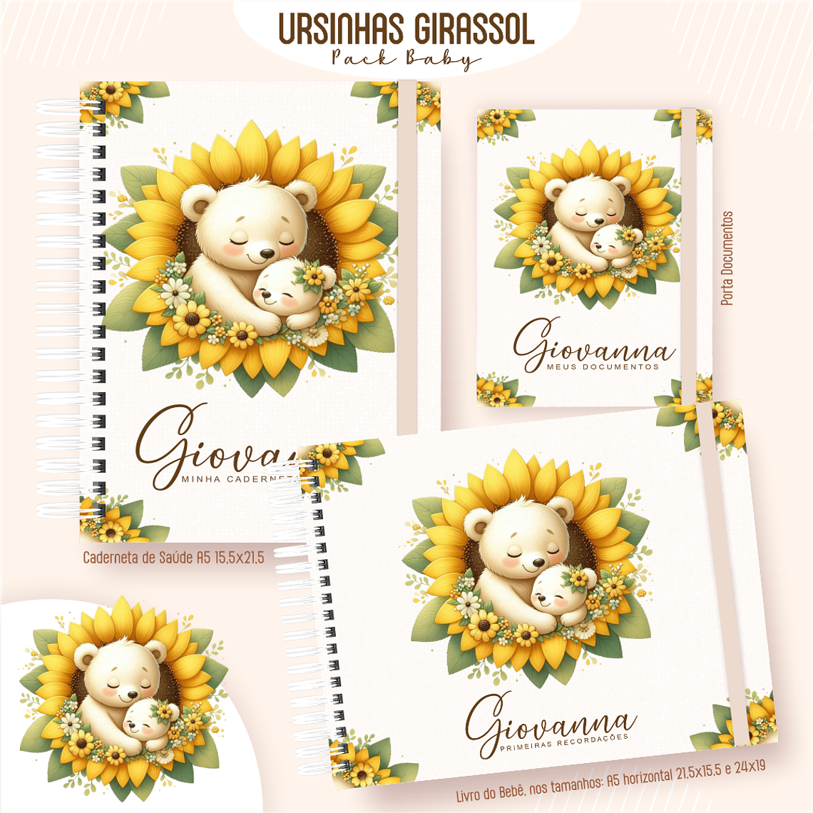 Arquivo Encadernação Baby Ursinhas Girassol 1