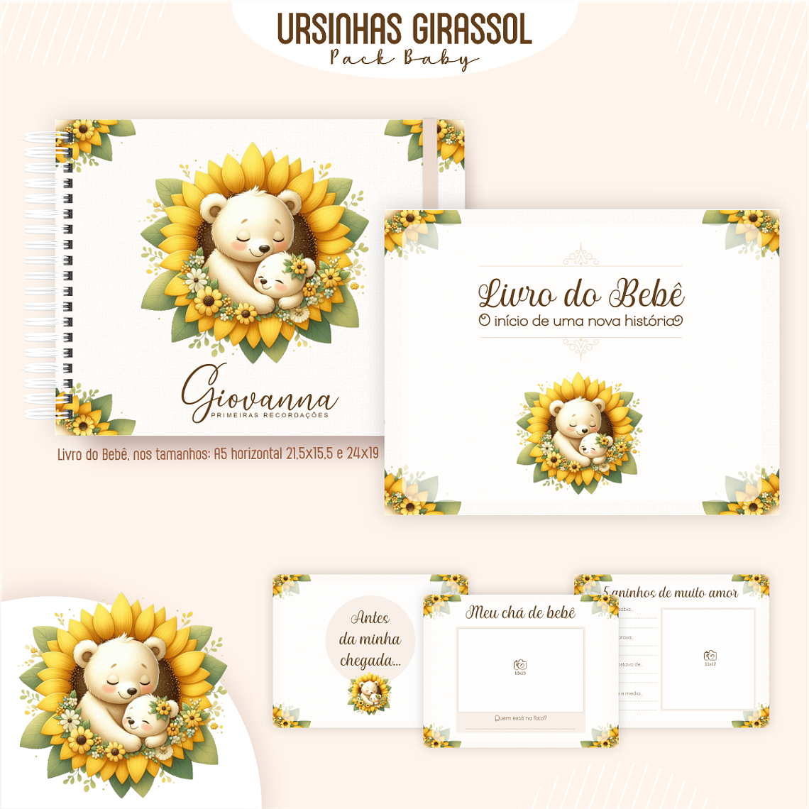 Arquivo Encadernação Baby Ursinhas Girassol 3