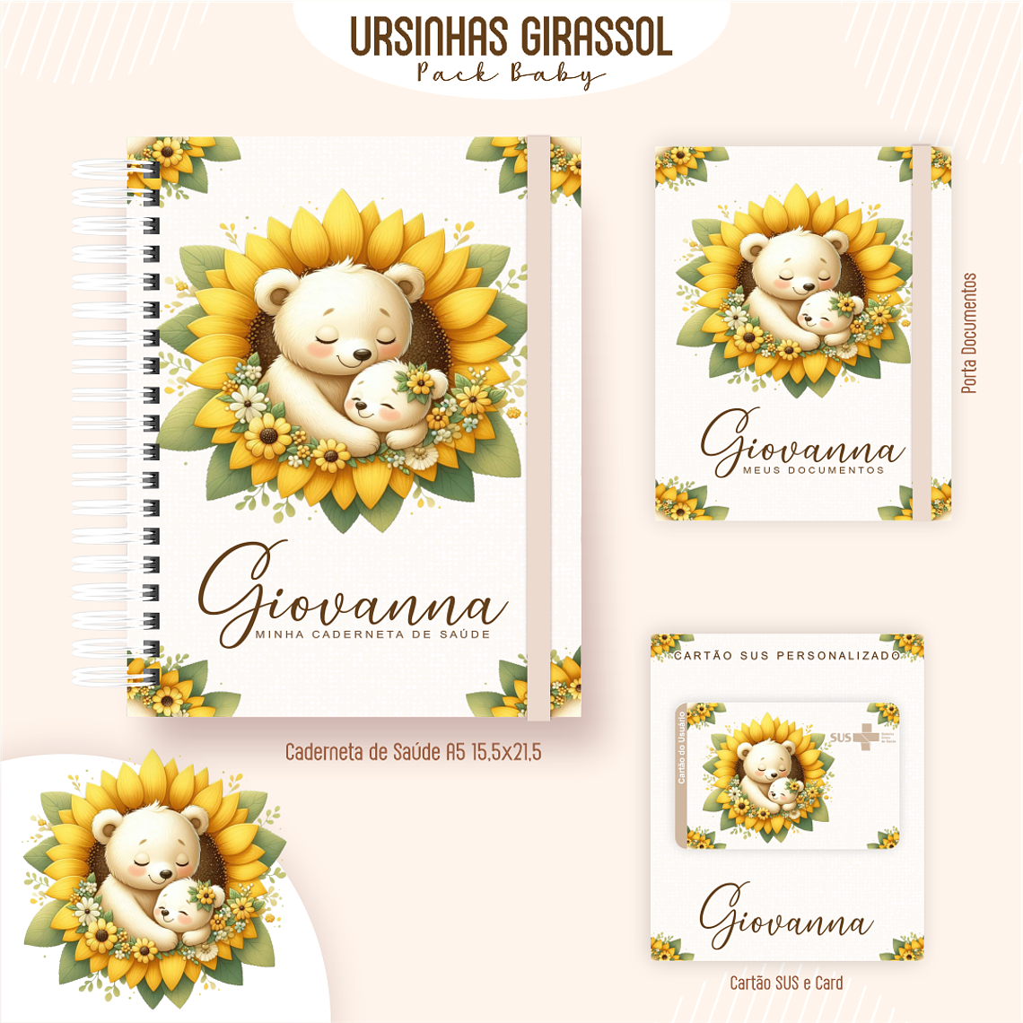 Arquivo Encadernação Baby Ursinhas Girassol 4