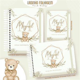 Arquivo Encadernação Baby Ursinho Folhagem verde