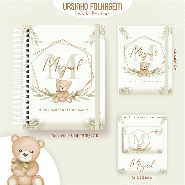 Arquivo Encadernação Baby Ursinho Folhagem verde 2