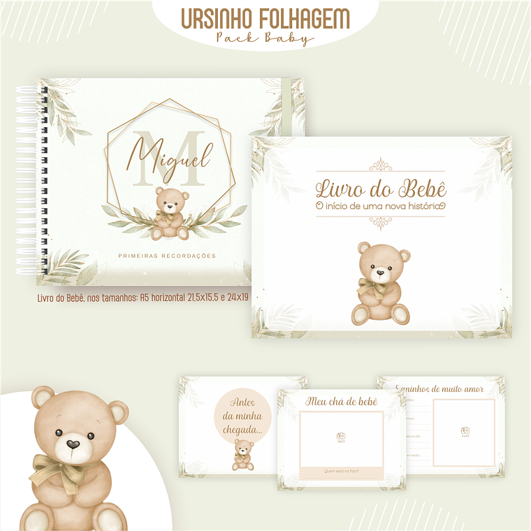 Arquivo Encadernação Baby Ursinho Folhagem verde 4