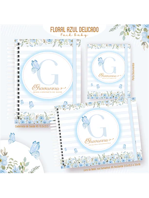 Arquivo Encadernação Baby Floral Azul 