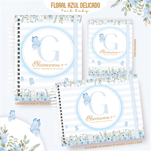 Arquivo Encadernação Baby Floral Azul 