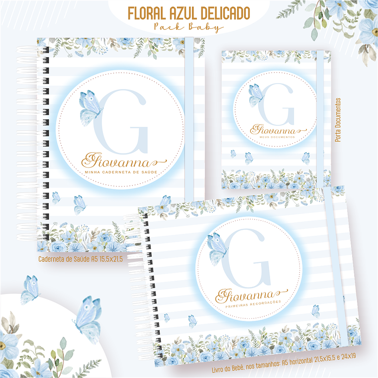 Arquivo Encadernação Baby Floral Azul  1