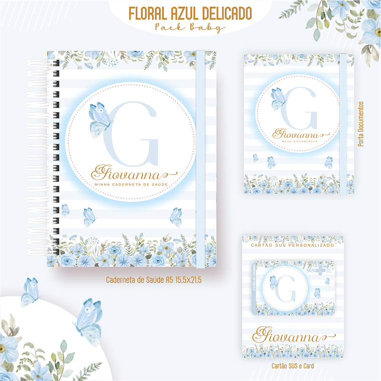 Arquivo Encadernação Baby Floral Azul  2