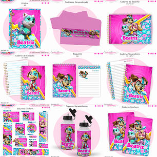Arquivo Encadernação Kit Escolar - Patrulha Canina Menina