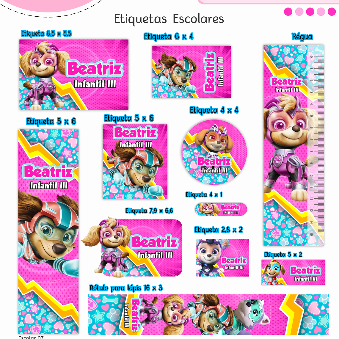 Arquivo Encadernação Kit Escolar - Patrulha Canina Menina 12