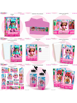 Arquivo Encadernação Kit Escolar - Roblox Menina