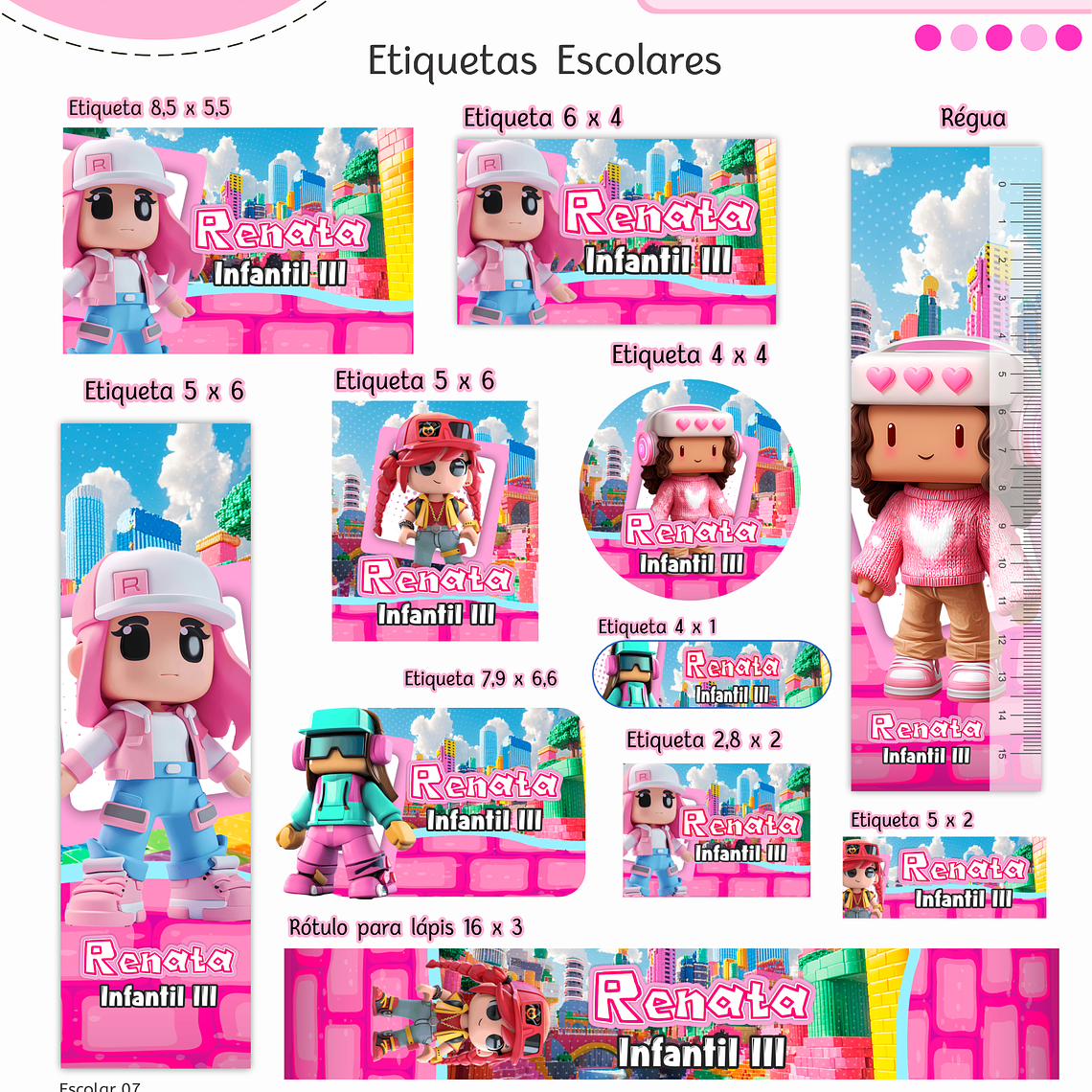 Arquivo Encadernação Kit Escolar - Roblox Menina 10