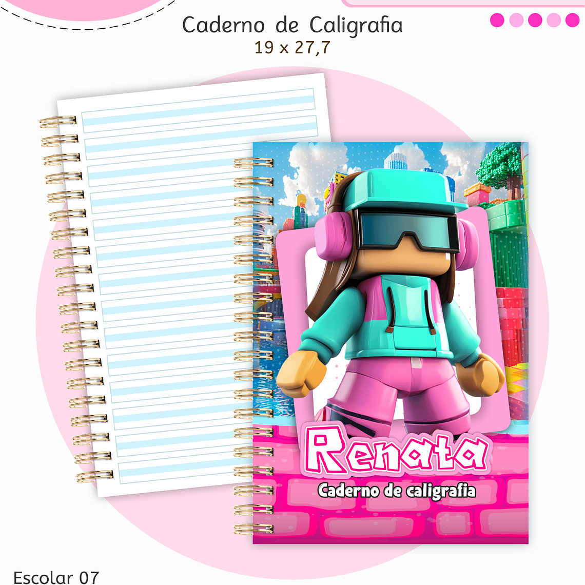 Arquivo Encadernação Kit Escolar - Roblox Menina 12