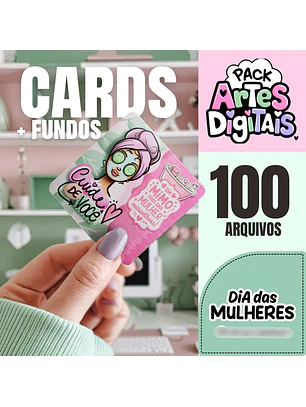 Kit digital Dia da Mulher Pack Cards + Fundos