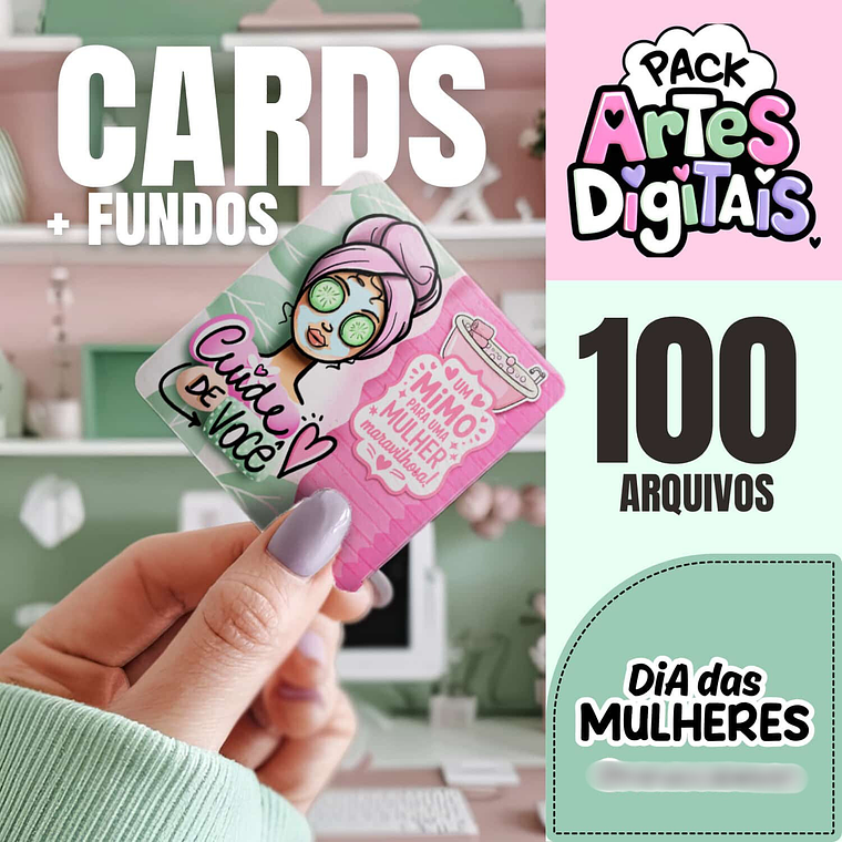 Kit digital Dia da Mulher Pack Cards + Fundos 1