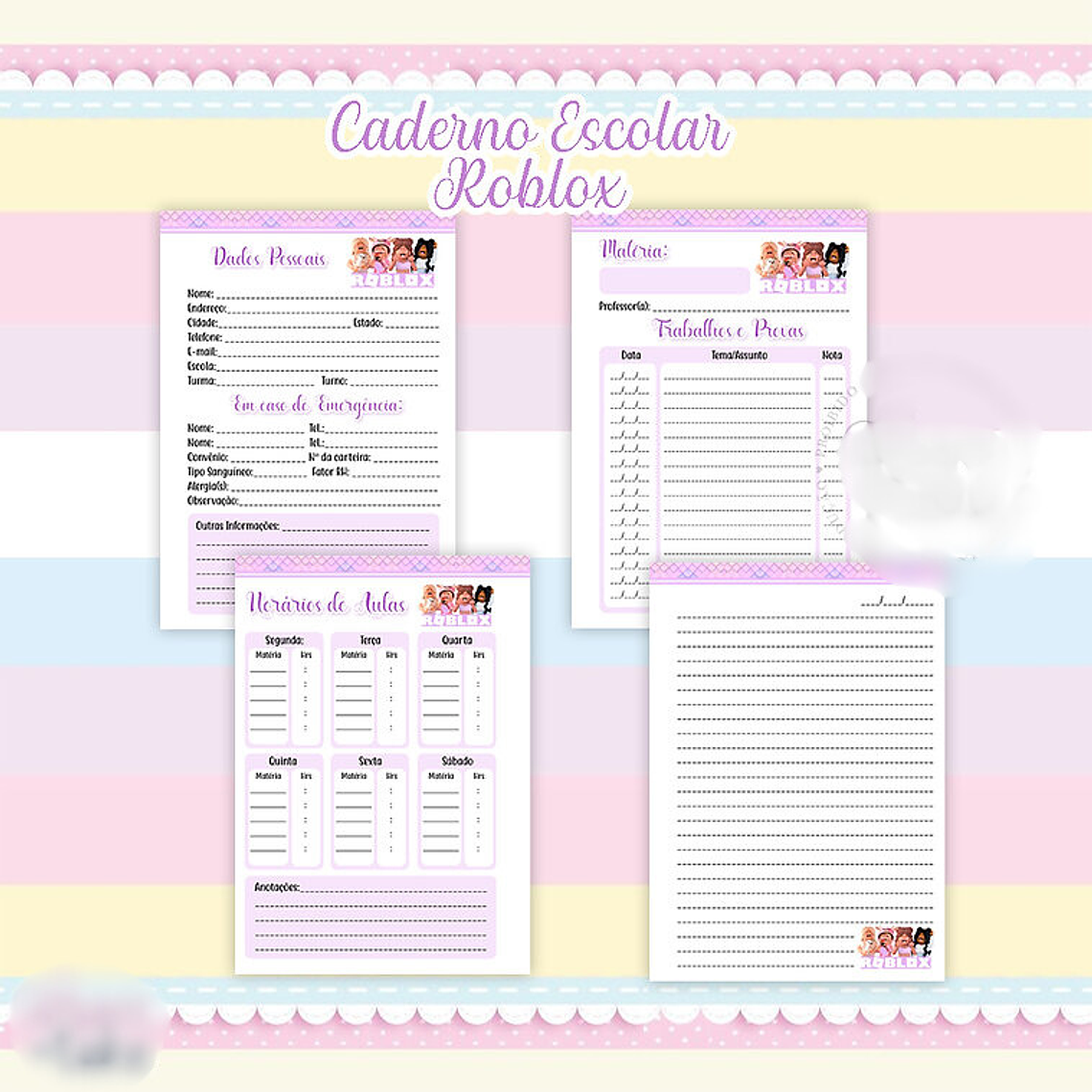 ARQUIVO CADERNO ROBLOX MENINA 3