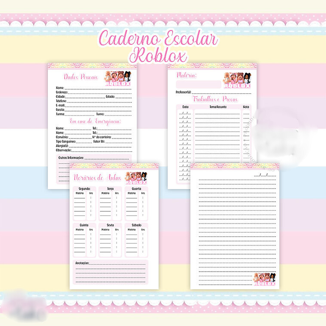 ARQUIVO CADERNO ROBLOX MENINA 5