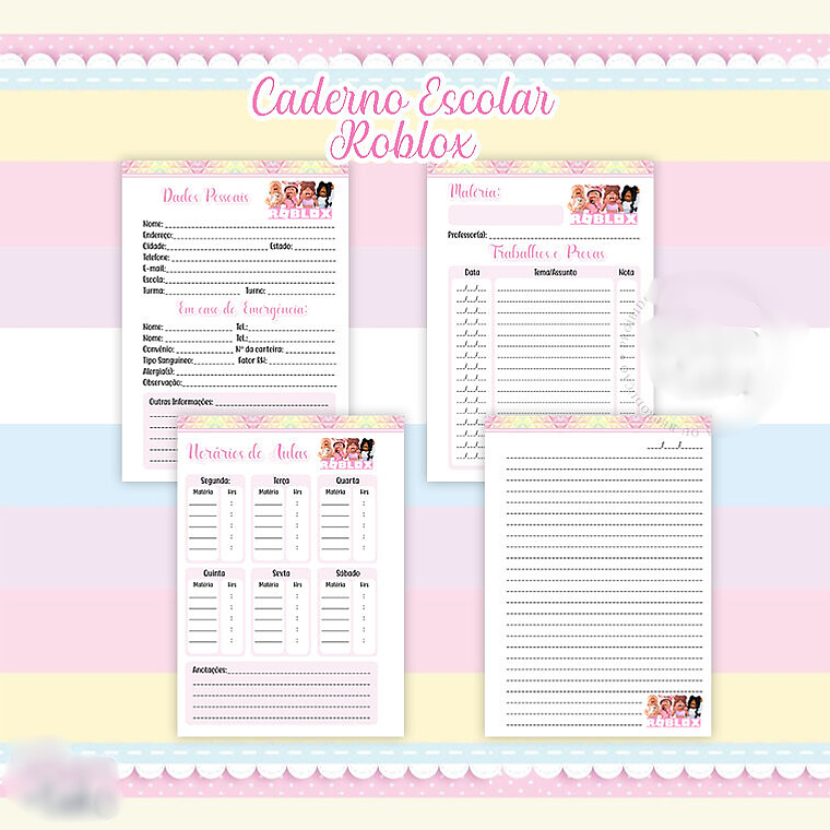 ARQUIVO CADERNO ROBLOX MENINA 5