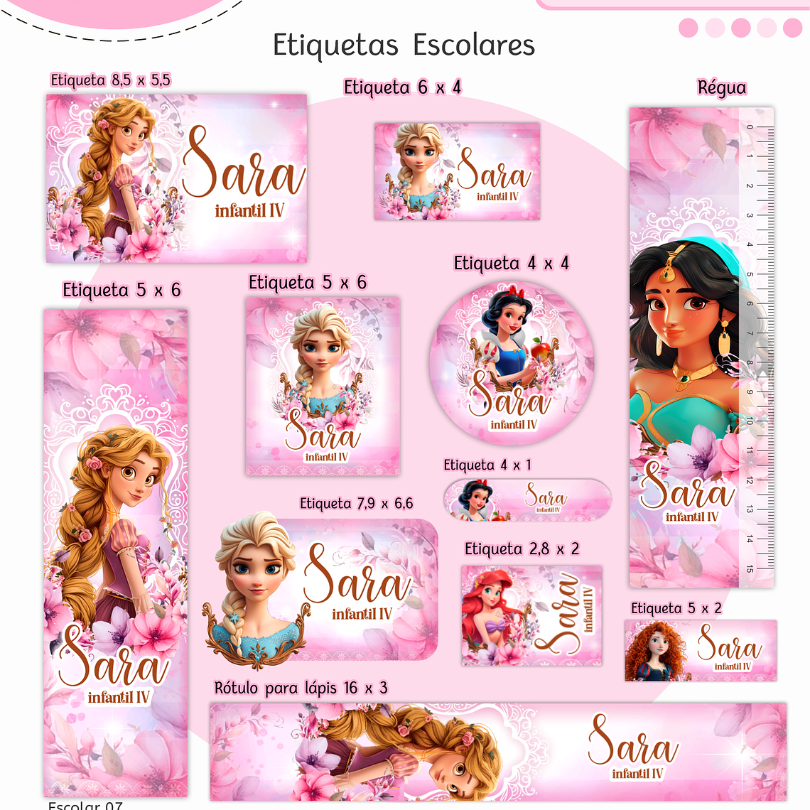 Arquivo Encadernação Kit Escolar - Princesas 7