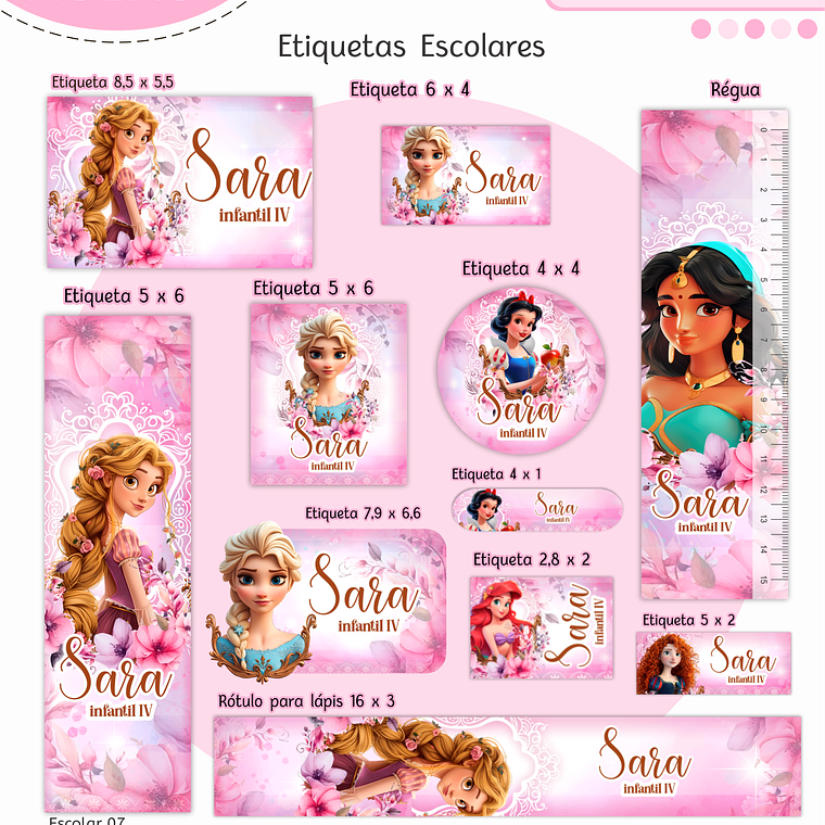 Arquivo Encadernação Kit Escolar - Princesas 7