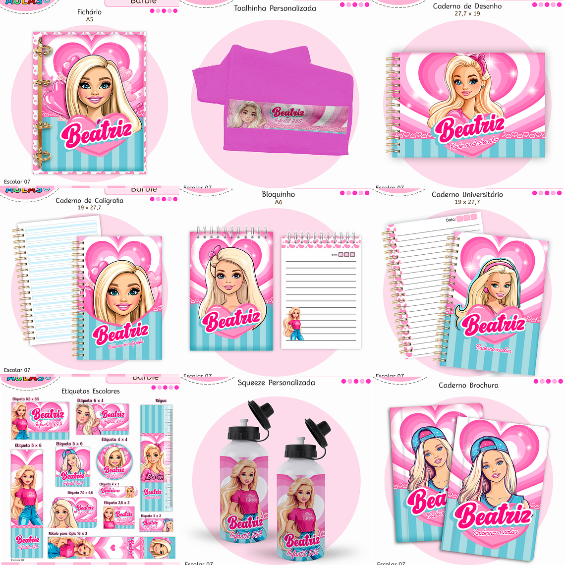 Arquivo Encadernação Kit Escolar - Barbie 1