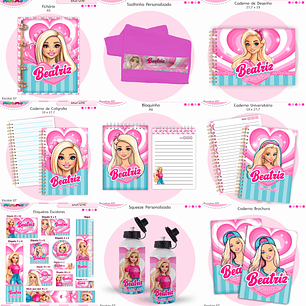 Arquivo Encadernação Kit Escolar - Barbie