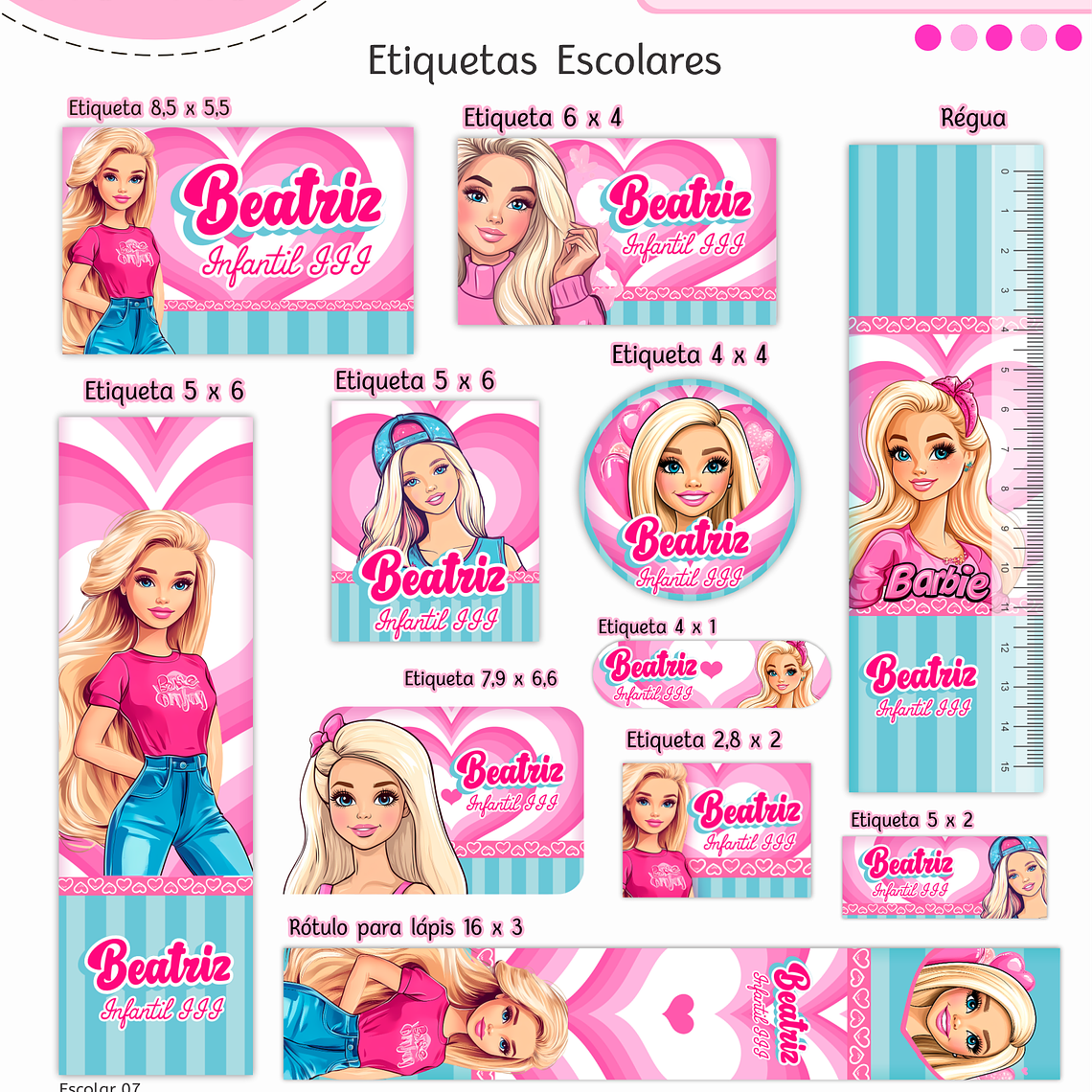 Arquivo Encadernação Kit Escolar - Barbie 13
