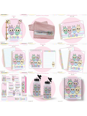 Arquivo Encadernação Kit Escolar - Labubu