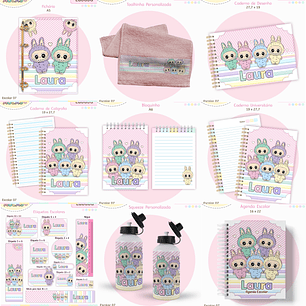 Arquivo Encadernação Kit Escolar - Labubu