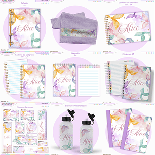 Arquivo Encadernação Kit Escolar - Sereia