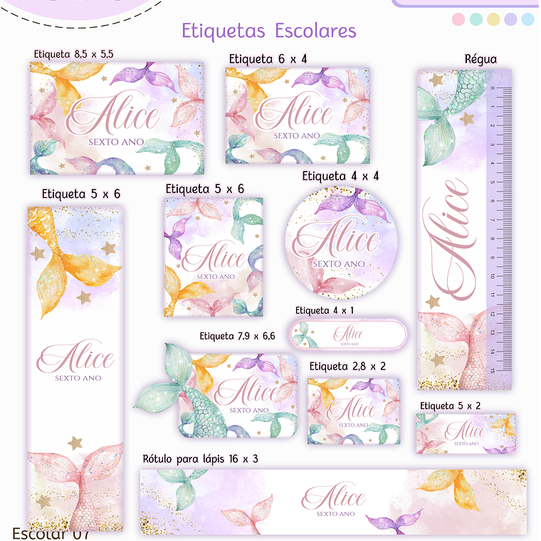 Arquivo Encadernação Kit Escolar - Sereia 10