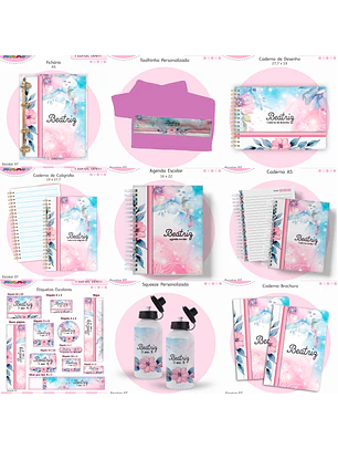 Arquivo Encadernação Kit Escolar - Floral