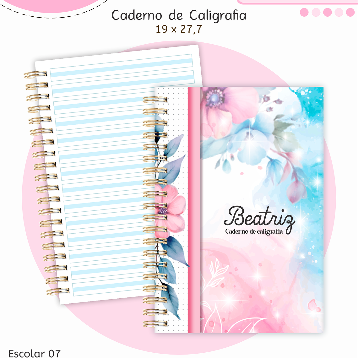 Arquivo Encadernação Kit Escolar - Floral 2