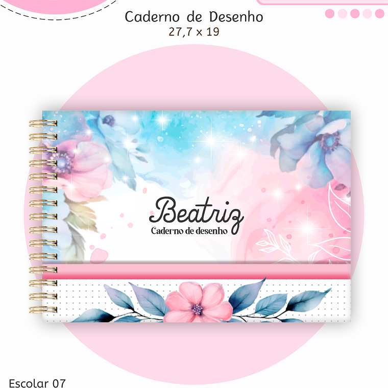 Arquivo Encadernação Kit Escolar - Floral 4