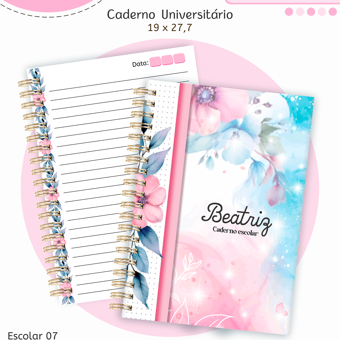 Arquivo Encadernação Kit Escolar - Floral 5
