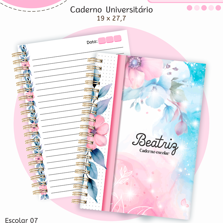 Arquivo Encadernação Kit Escolar - Floral 5