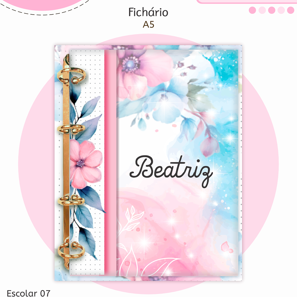 Arquivo Encadernação Kit Escolar - Floral 9